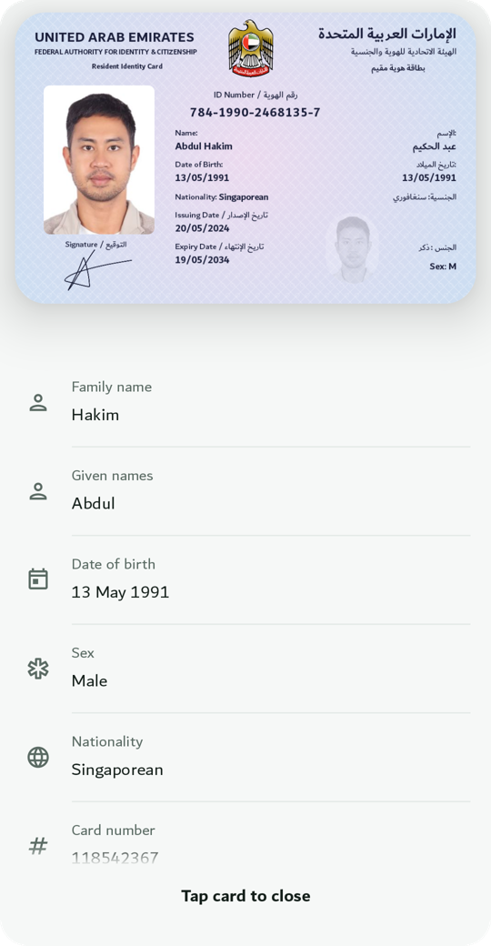 Card details